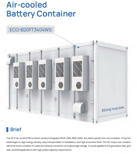 Wysokonapięciowy pojemnik na akumulatory LiFePO4 do magazynowania energii ECO B20FT3404WS z chłodzeniem powietrzem