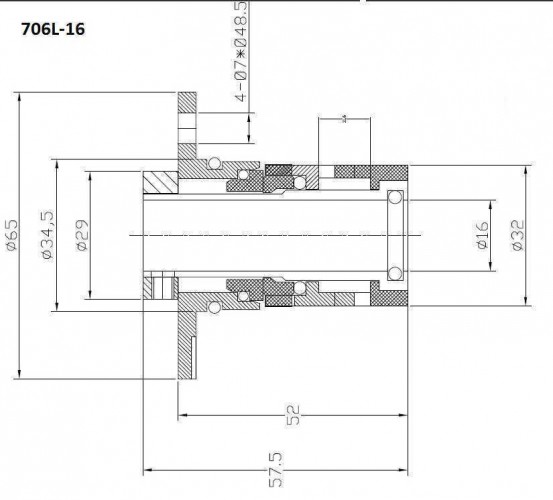 Uszczelnienie pompy Grundfos R-706L 16, SIC/SIC, VITON, 304