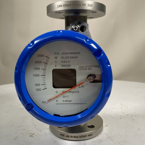 DN25 Przepływomierz rotametr ze stali nierdzewnej KLZZ PN16 (ciekła mieszanina alkoholi C2H5OH 96%), 250-2500 l/h, 4-20mA, Ex