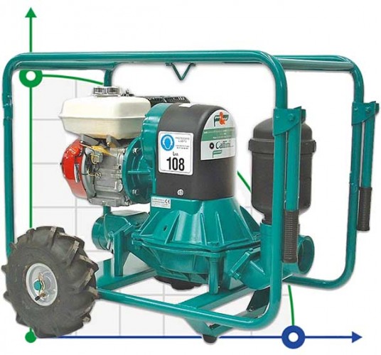 Caffini - Libellula Lib 1-3, Al pompa membranowa z silnikiem benzynowym Honda montowana na przyczepie z kołami