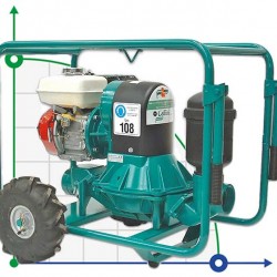 Caffini - Libellula Lib 1-3, Al pompa membranowa z silnikiem benzynowym Honda montowana na przyczepie z kołami