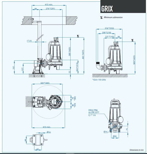 Pompa do fekali Dreno GRIX 32-2/110 T z systemem tnącym