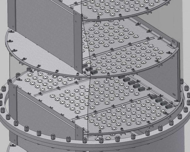 Płyta kolumny zaworowej 1400 mm, grubość 3 mm, zawór 2 mm, H - 250 mm, AISI 321