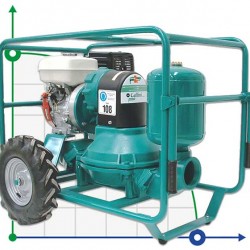 Caffini - Libellula Lib 1-4, Al pompa membranowa z silnikiem benzynowym Honda montowana na przyczepie z kołami