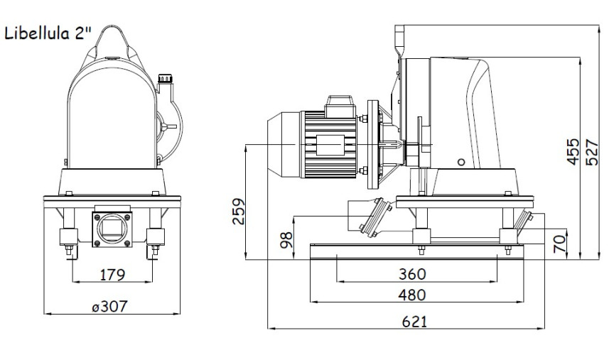 Pompa membranowa Caffini - Libellula Lib 1-2 z silnikiem elektrycznym na ramie