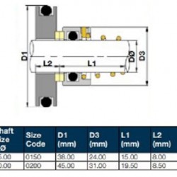 Uszczelnienie mechaniczne ALLWEILER R-M3.ALW 20, CAR/SIC, VITON, 304