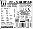 BE-G 20 HP 0,8 pompa zębata do oleju roślinnego