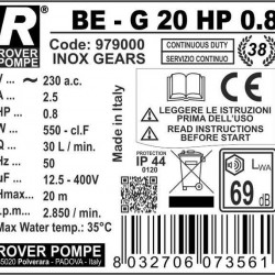 BE-G 20 HP 0,8 pompa zębata do oleju roślinnego