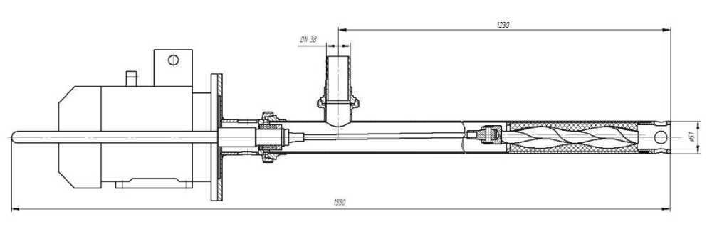 Pompa śrubowa beczkowa do cieczy o dużej lepkości (smoła, olej opałowy) NVB2001-0304 1,1 kW, 50 l/min, 4 bar, 1000 mm