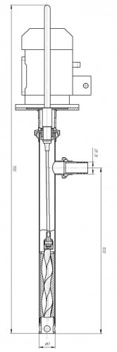 Pompa śrubowa beczkowa do cieczy o dużej lepkości (smoła, olej opałowy) NVB2001-0304 1,1 kW, 50 l/min, 4 bar, 1000 mm