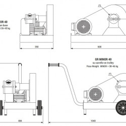 Pompa wirnikowa do farb, klejów, tuszy LIVERANI GR MINOR 40 NR MF 1,5kW, 300obr./min, 220V napęd pasowy na wózku