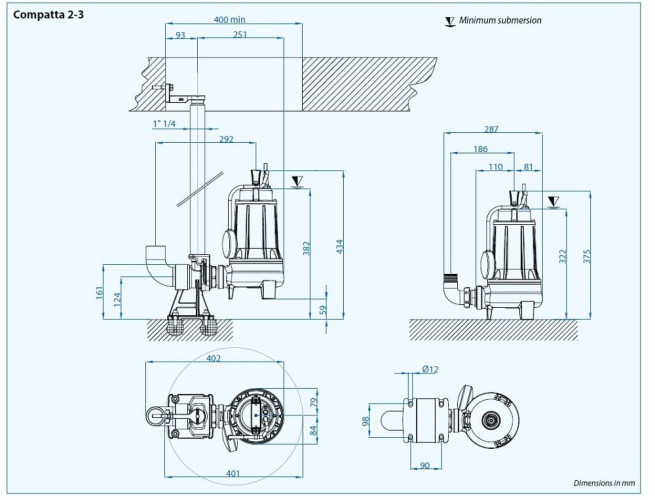 Pompa zatapialna Dreno COMPATTA 3 T/G z wirnikiem wirowym
