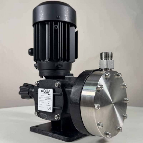 Pompa membranowa z silnikiem dozującym flokulant AQUA MSB, AISI 316L, 170 l/h, 8 bar, 0,18 kW, 380 V