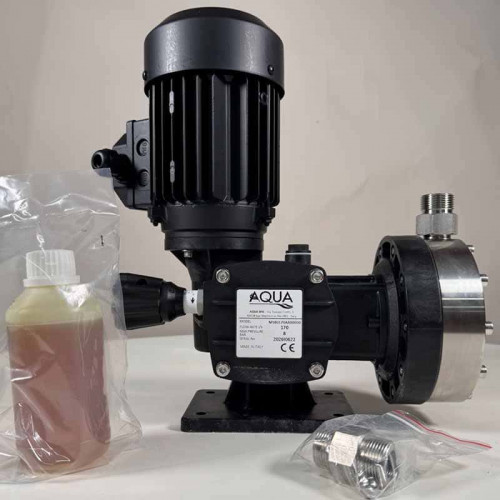 Pompa membranowa z silnikiem dozującym flokulant AQUA MSB, AISI 316L, 170 l/h, 8 bar, 0,18 kW, 380 V
