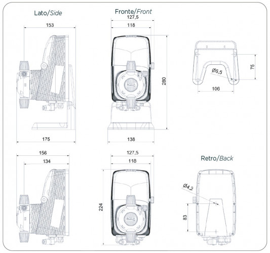 Pompa dozująca elektromagnetyczna membranowa PDE HC151+ WIELOFUNKCYJNA M70 240V PVDF-CE-VT, 1,8-14 l/h, 20-1 bar