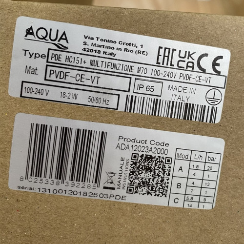 Pompa dozująca elektromagnetyczna membranowa PDE HC151+ WIELOFUNKCYJNA M70 240V PVDF-CE-VT, 1,8-14 l/h, 20-1 bar