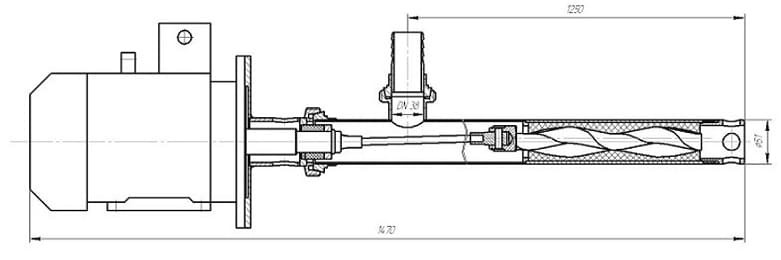 Pompa śrubowa beczkowa do substancji gęstych (dżem, tłuszcz, koncentrat pomidorowy) NVВ2001-0304L 1,1 kW, 50 l/min, 4 bar, 1200 mm
