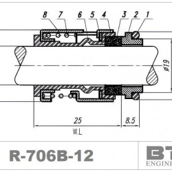 Uszczelnienie pompy Grundfos R-706B 12, SIC/SIC, VITON, 316