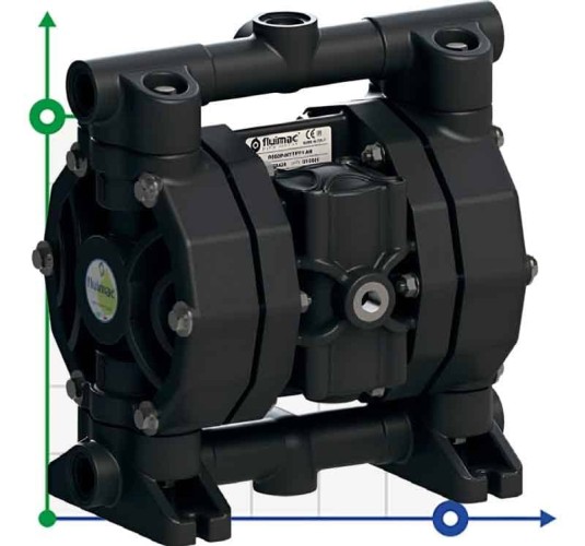 Pneumatyczna pompa membranowa do kwasu octowego PHOENIX P60 PVDF SANTOPRENE+PTFE, 65 l/min