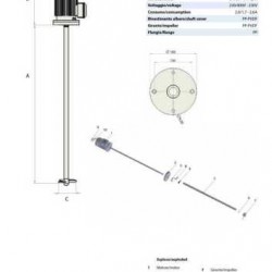 Mieszadło pionowe odporne na korozję EH-1400-4 230V 3f., 140cm PVDF
