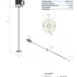 Mieszadło pionowe odporne na korozję EH-1400-4 230V 1f., 140cm PP