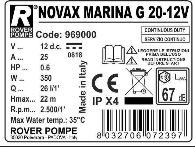 NOVAX MARINA G 20 12V pompa zębata do cieczy lepkich