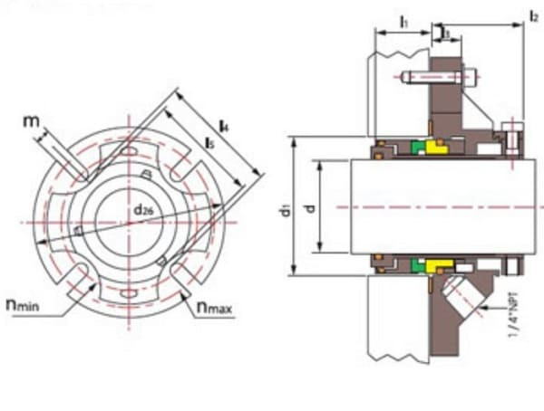 Uszczelnienie kasetowe pompy R-CSM 115, SIC/SIC, VITON, 304