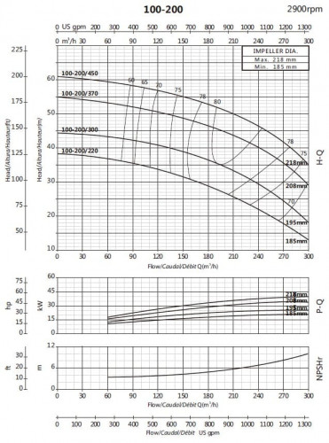 Pompa wspornikowa do zaopatrzenia w wodę BS 100-200/450 (200/51), 45kW, 2900 bez silnika