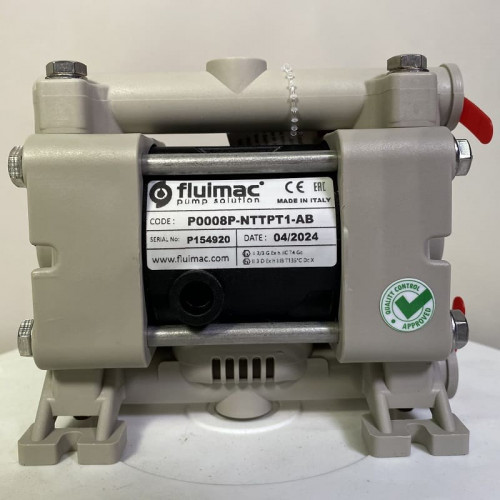 Pneumatyczna pompa membranowa FLUIMAC PHOENIX P08 PP NBR+PTFE, 7 l/min do pompowania lepkich cieczy