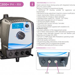 Pompa dozująca elektromagnetyczna PDE HC200+ PH-RX M60 240V PVDF-CE-VT, 1-10 l/h, 7-1 bar