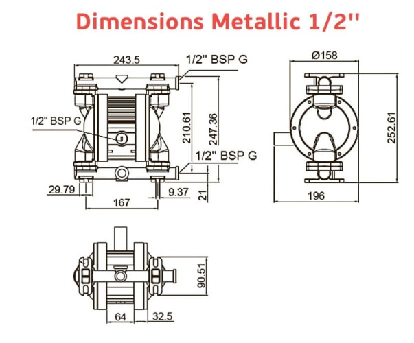 Pompa membranowa pneumatyczny AlphaDynamic RUBY 115S-P-TST-T