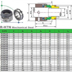 Uszczelnienie mechaniczne R-H7N 55, SIC/SIC, VITON, 304, typ G9 BURGMANN H7N, VULCAN 1678, LATTY B68, LIDERING LWS10B