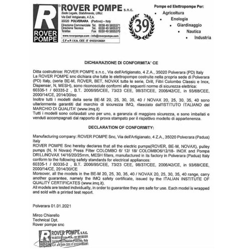 NOVAX 20B 2850rpm pompa do gorących płynów do 95°C