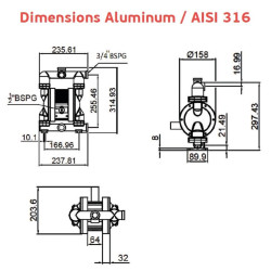 Pompa membranowa pneumatyczny AlphaDynamic RUBY 120S-P-TST-T
