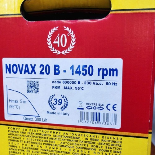 NOVAX 20B 1450rpm pompa do gorących płynów do 95°C