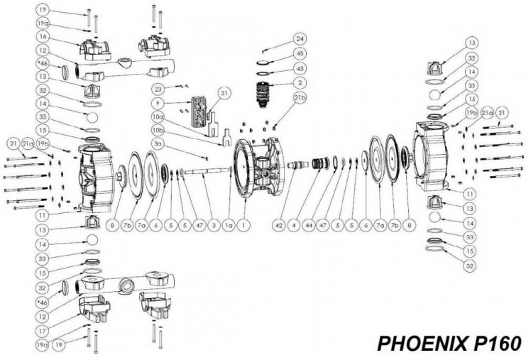 Pokrywa wymiennika pneumatycznego, PP+VTR, PHOENIX P65, P100, P101, P160, P250
