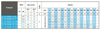 Odpływowa pompa zanurzeniowa ID 316 DERBY EX 50,  380V do węglowodorów