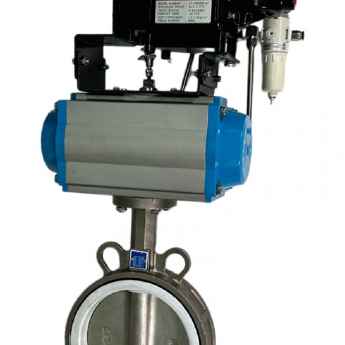 PN6 DN150 Zawór Motylkowy, korpus i tarcza AISI 304, PTFE, pneumatyczna dwustronnego działania Ex, ustawnik pozycyjny 4-20MA