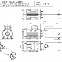 Pompa śrubowa do pompowania produktów spożywczych z wtrąceniami stałymi LIVERANI MO-I 200/6 TF 2,2 kW, 900obr./min, 380V wykonana ze stali nierdzewnej