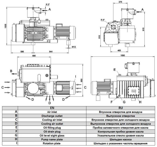 Pompa próżniowa Zinisan ZYVP-650/15 olejowa jednostopniowa