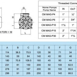 Pompa odśrodkowa ze sprzęgłem magnetycznym CM MAG-P30 PVDF 35 m3 / h (583 l / min) 23,6 m głowica