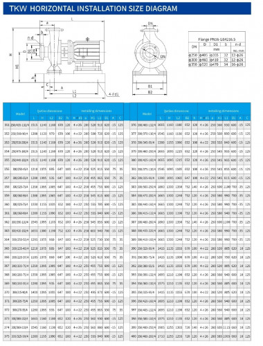 TKW 300/285-55/4 (600/25), 55 kW, 1480 Pozioma pompa odśrodkowa