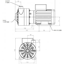Pozioma pompa odśrodkowa MB 100, PVDF, EPDM, A
