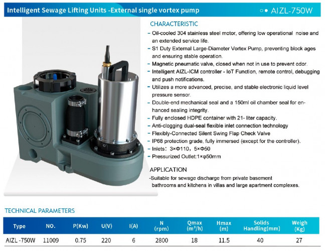 Podnośnik Solo ze zdalnym sterowaniem AIZL-750W, 18/11,5, 0,75 kW, 220 V, 2800 obr./min