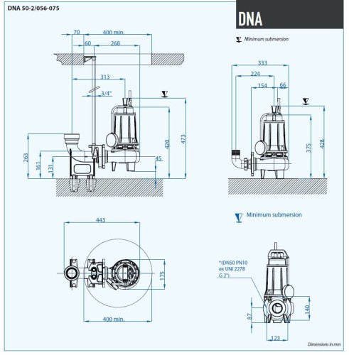 Pompa spustowa Dreno DNA 50-2/056 T z wirnikiem wirowym