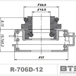 Uszczelka do pomp Grundfos serii CM, CME i Boosters R-706D 12, CAR/SIC, EPDM, 304