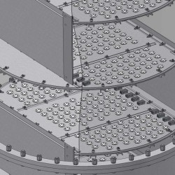 Płyta zaworu kolumny 1600 mm, grubość 3 mm, zawór 2 mm, wys. 500 mm, AISI 321
