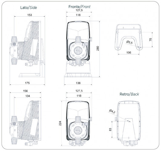Pompa dozująca elektromagnetyczna PDE HC151+ PI-MA M60 240V PVC-PVDF-CE-VT (SA), 1-10 l/h, 7-1 bar