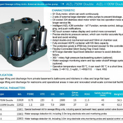 Podnośnik KNS solo do domków letniskowych i domów prywatnych z dwiema pompami i panelem sterowania AIZL-750W Double, 18/11,5, 0,75 kW, 220 V, 2800 obr
