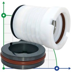 Uszczelnienie mechaniczne do pompy chemicznej QHB z mieszkiem PTFE R-WB3 25, L, CAR/SIC, VITON, 304